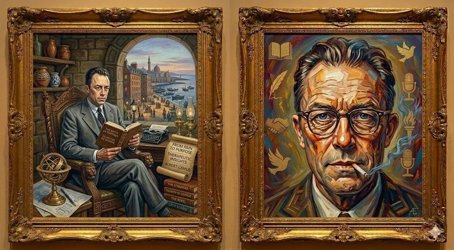 Albert Camus — illustrated portrait