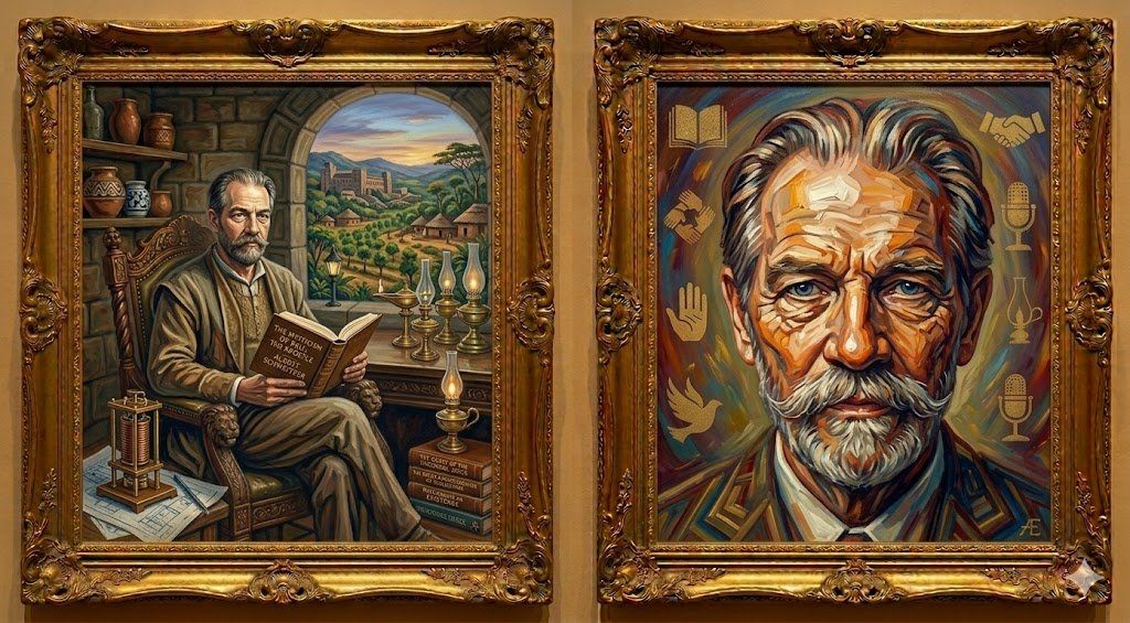 Albert Schweitzer — illustrated portrait