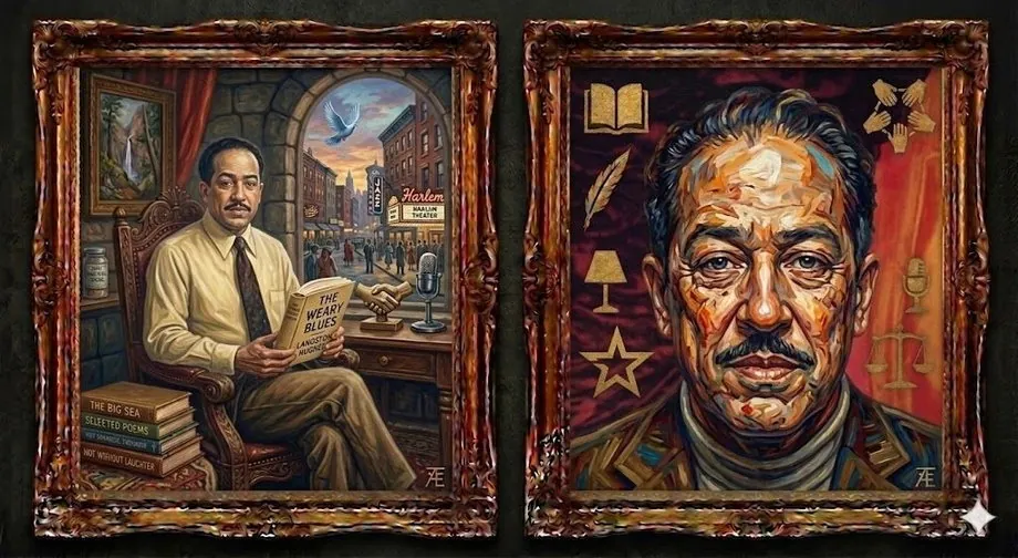 Langston Hughes — illustrated portrait