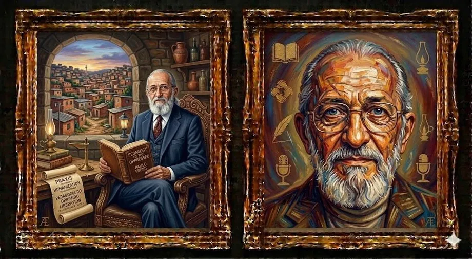 Paulo Freire — illustrated portrait