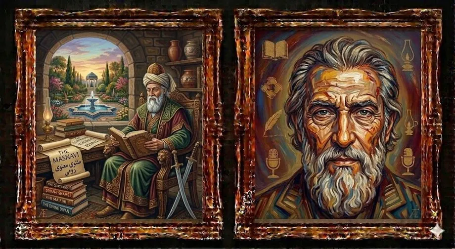 Jalal al-Din Rumi — illustrated portrait